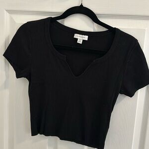 Top shop cribbed ribbed black tank